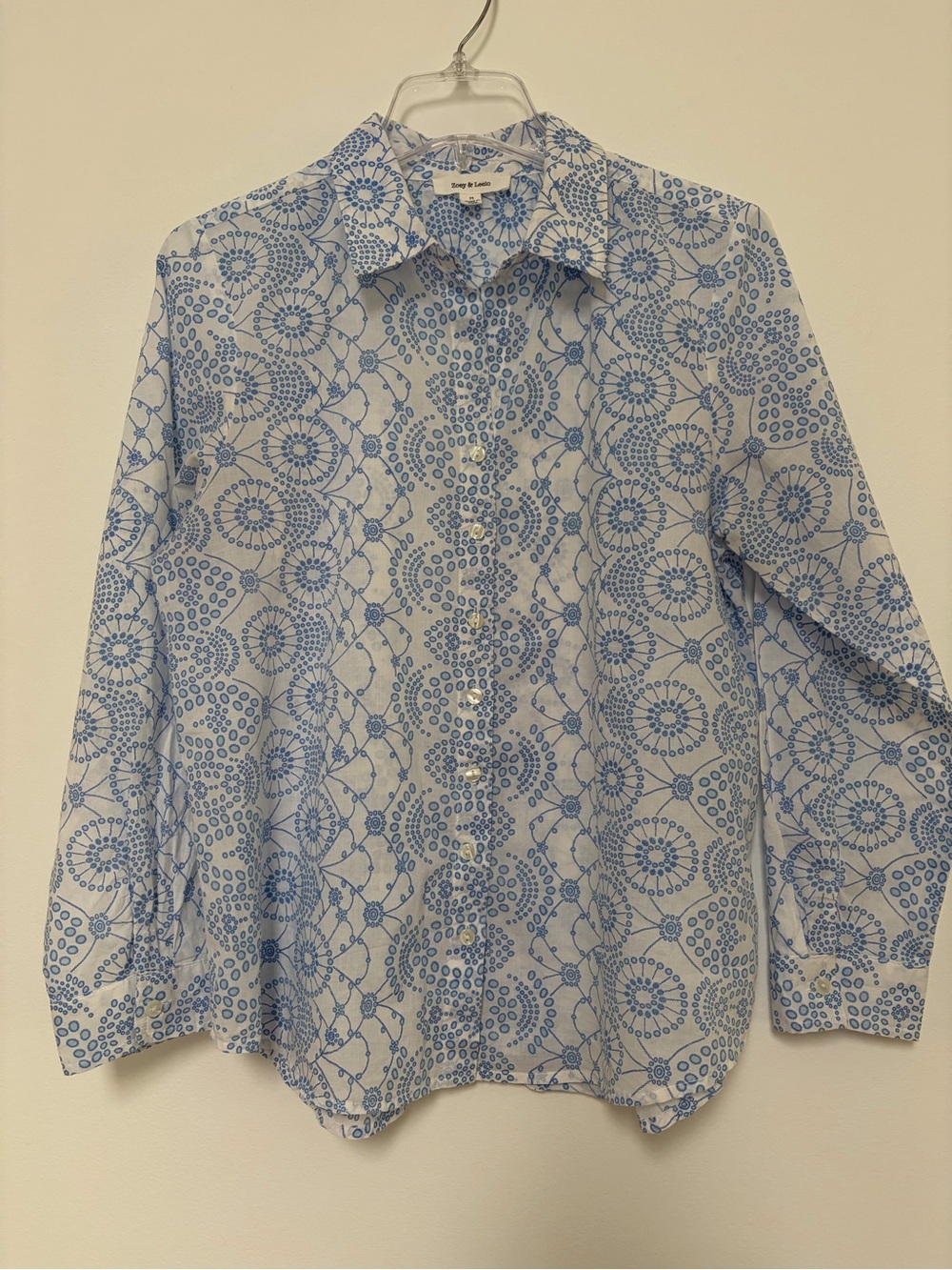 Zoey & Leelo Lightweight Cotton Buttoned Shirt White Blue Large